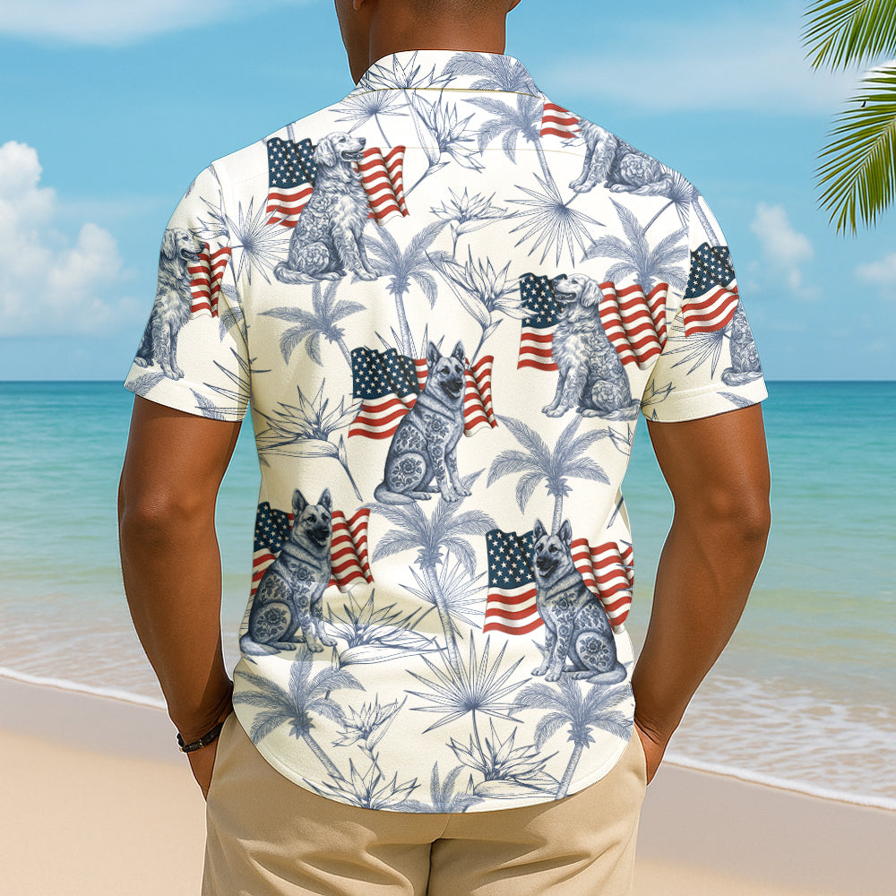 Custom Dog Breeds Toile De Jouy Style, America Flag Hawaiian Shirt, T1807 Hv01