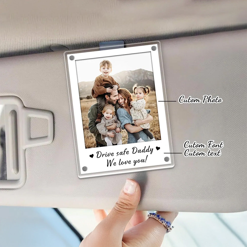 FREE PHOTO Custom Photo Car Visor Clip, Fathers Day Gift for Dad, Dad Gifts from Kids, Personalized Gift for Grandpa, Dad Birthday Gifts Pt99