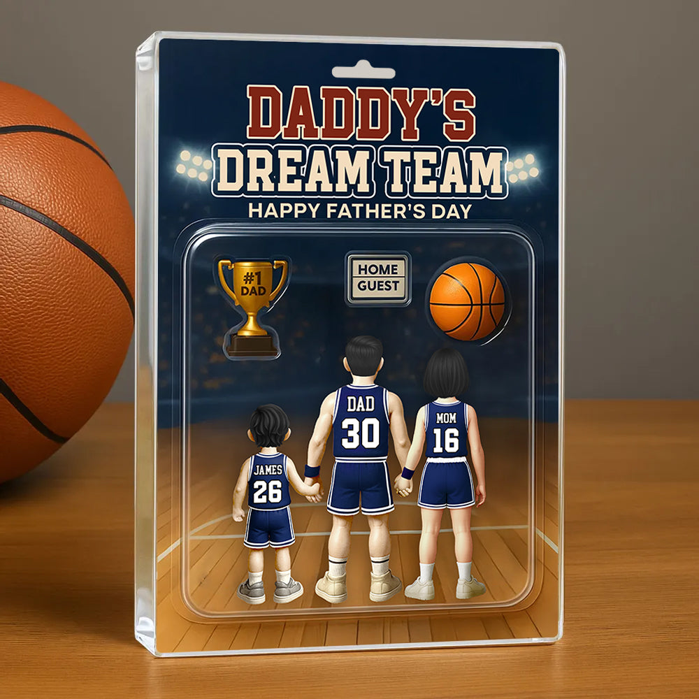 Daddy's Dream Team, Basketball Custom Figure Personalized Acrylic Block Plaque, Gift For Dad A2110  Hv01