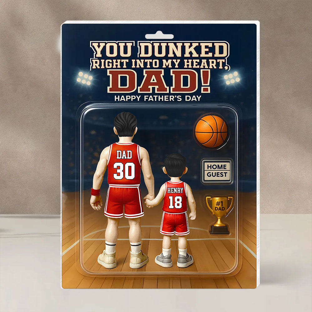 You Dunked Right Into My Heart Dad, Basketball Custom Figure Personalized Acrylic Block Plaque, Gift For Dad A2110