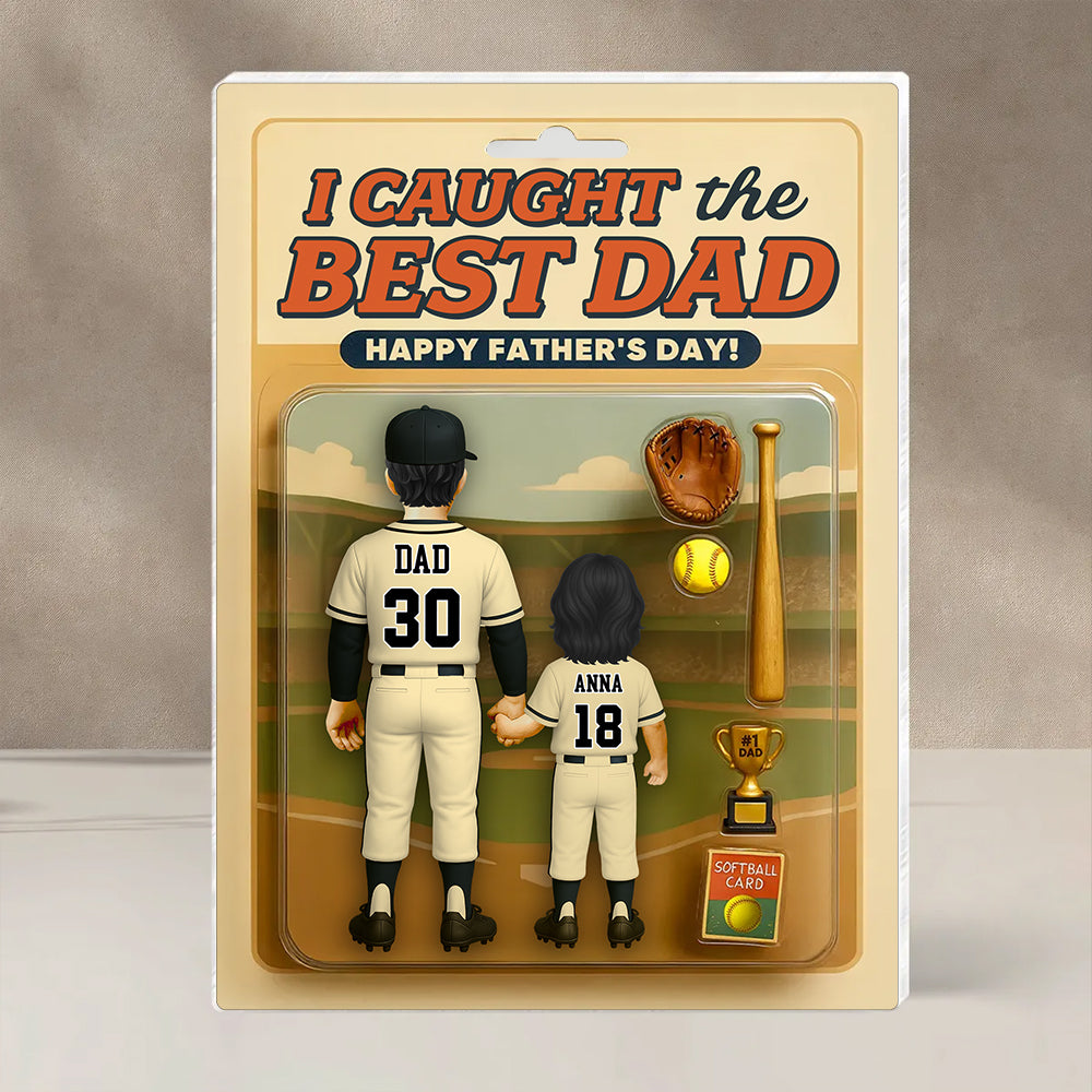 I Caught the Best Dad, Personalize Baseball Dad Acrylic Block Plaque, Father's Day Gift for Dad A2110