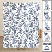 Custom Dog Breeds Toile de Jouy Blanket - Blue Toile Blanket for Dog Mom, Custom Dog Breeds Toile de Jouy Blanket Lover Gifts, Blanket Gift for Dog Lovers Hv01