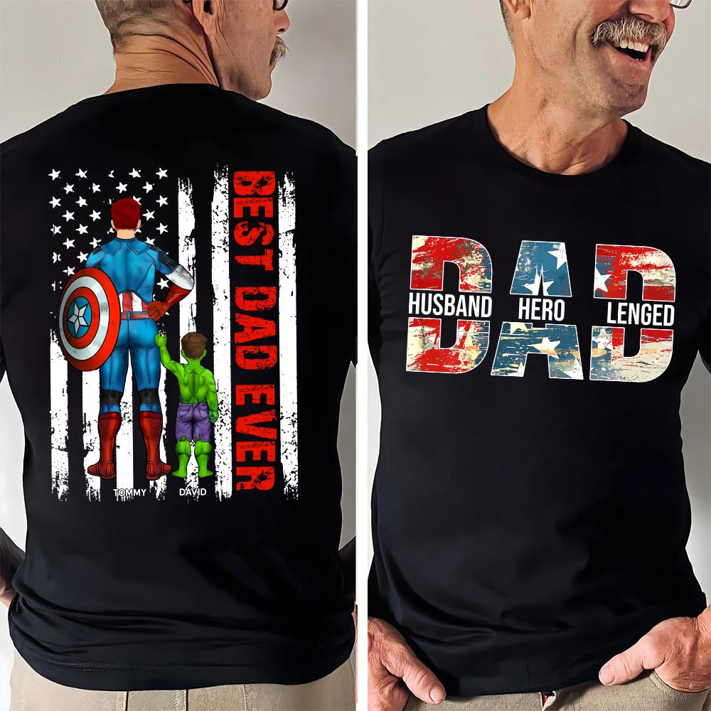 Husband Dad Hero Legend - Best Dad Ever Custom Shirt - Personalized Shirt For Dad Grandpa NA04 Pt99