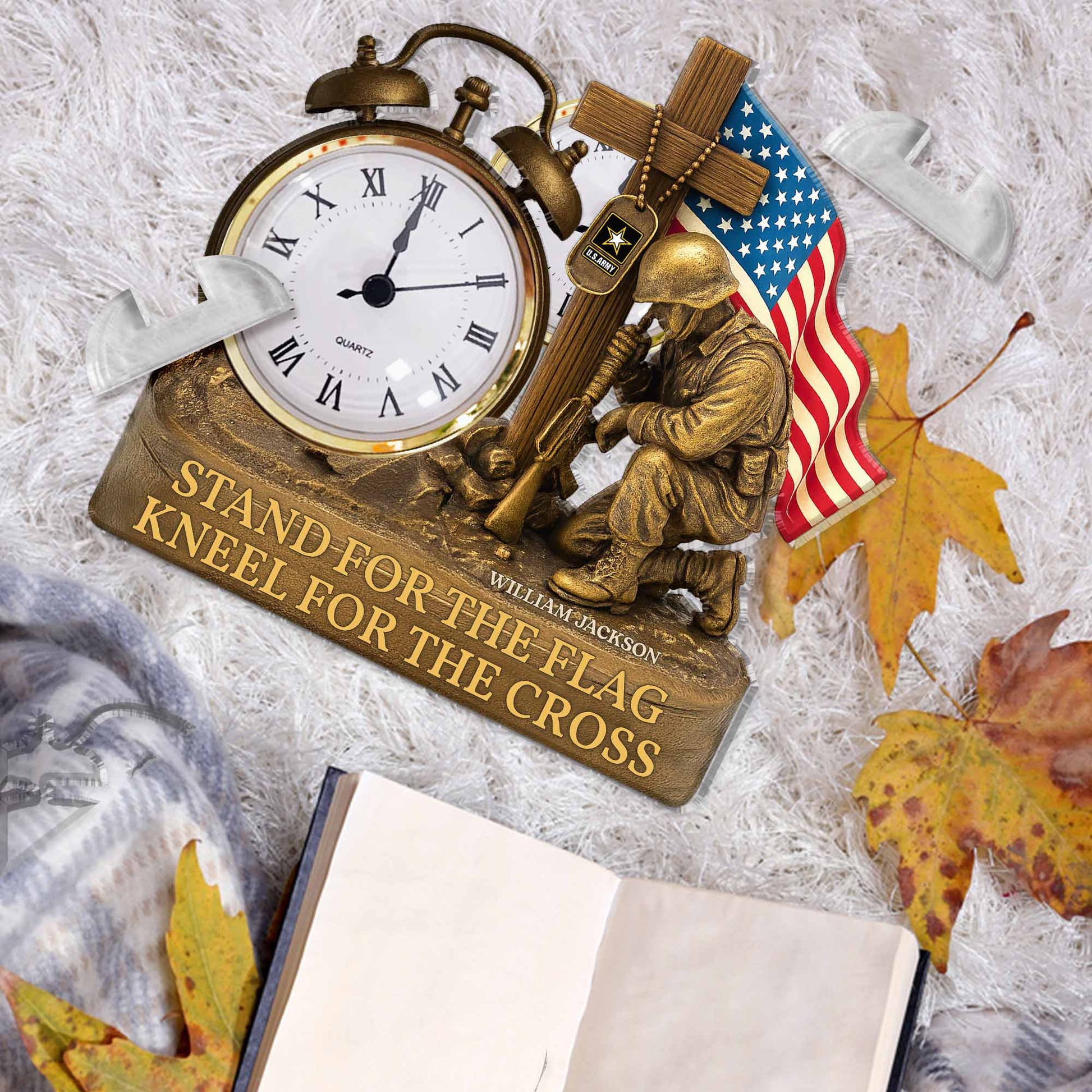 Veterans Military Acrylic Desk Clock Plaque - Personalized Gifts For Veteran Pt99