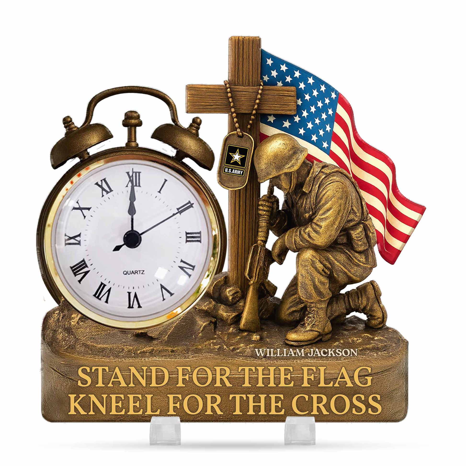 Veterans Military Acrylic Desk Clock Plaque - Personalized Gifts For Veteran Pt99