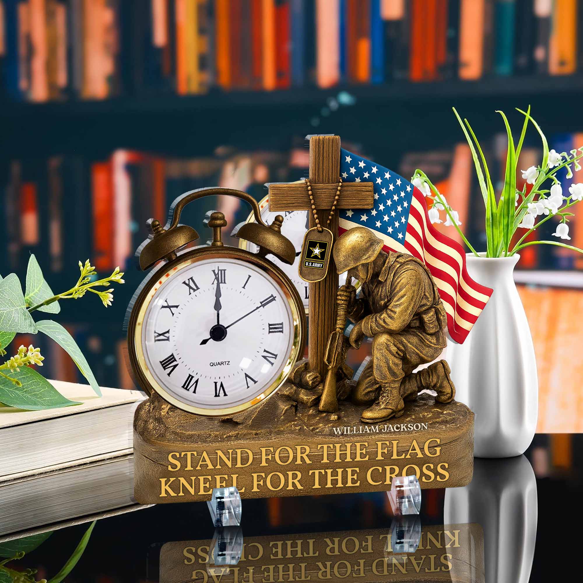 Veterans Military Acrylic Desk Clock Plaque - Personalized Gifts For Veteran Pt99