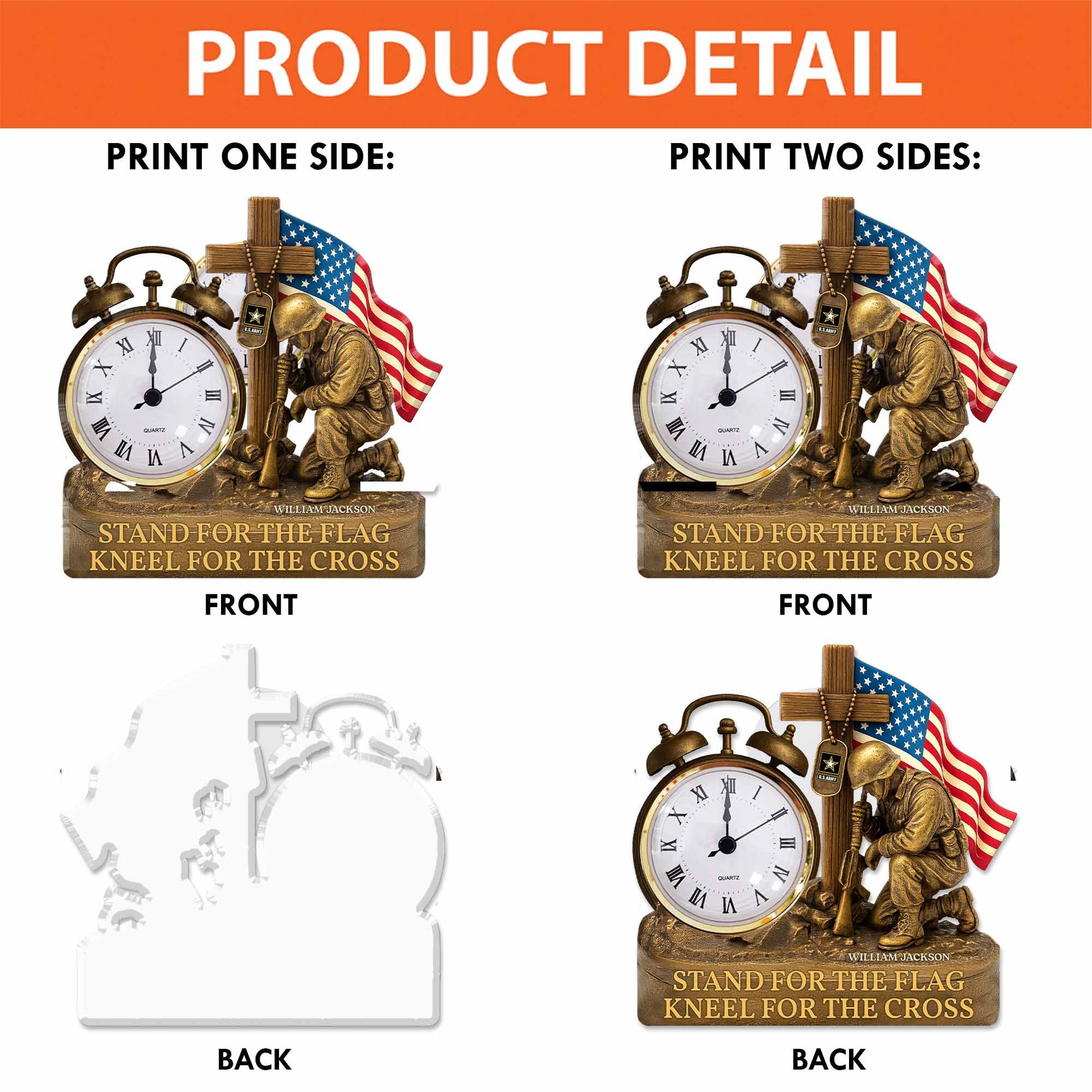 Veterans Military Acrylic Desk Clock Plaque - Personalized Gifts For Veteran Pt99