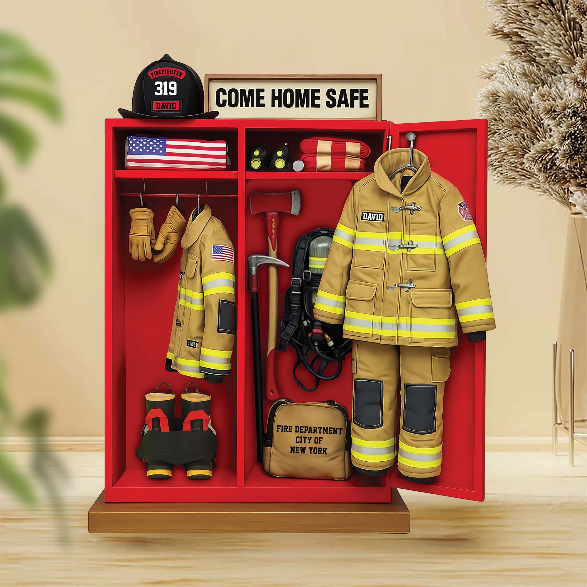 Firefighter Personal Locker Plaque - Personalized Gifts For Firefighter Pt99