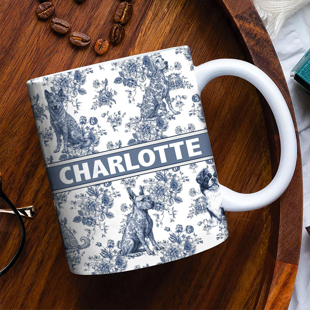 Personalized  Dog Mug with Toile De Jouy Style, Gift for Dog Lovers A2110 Pt99