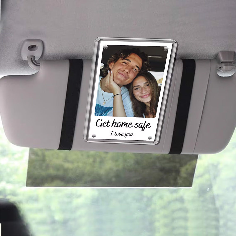 Personalized Father's Day Gift For Dad, Custom Dad And Son Photo Car Visor Clip, Dad And Daughter Gifts, Drive Safe Daddy Photo Visor Clip Pt99