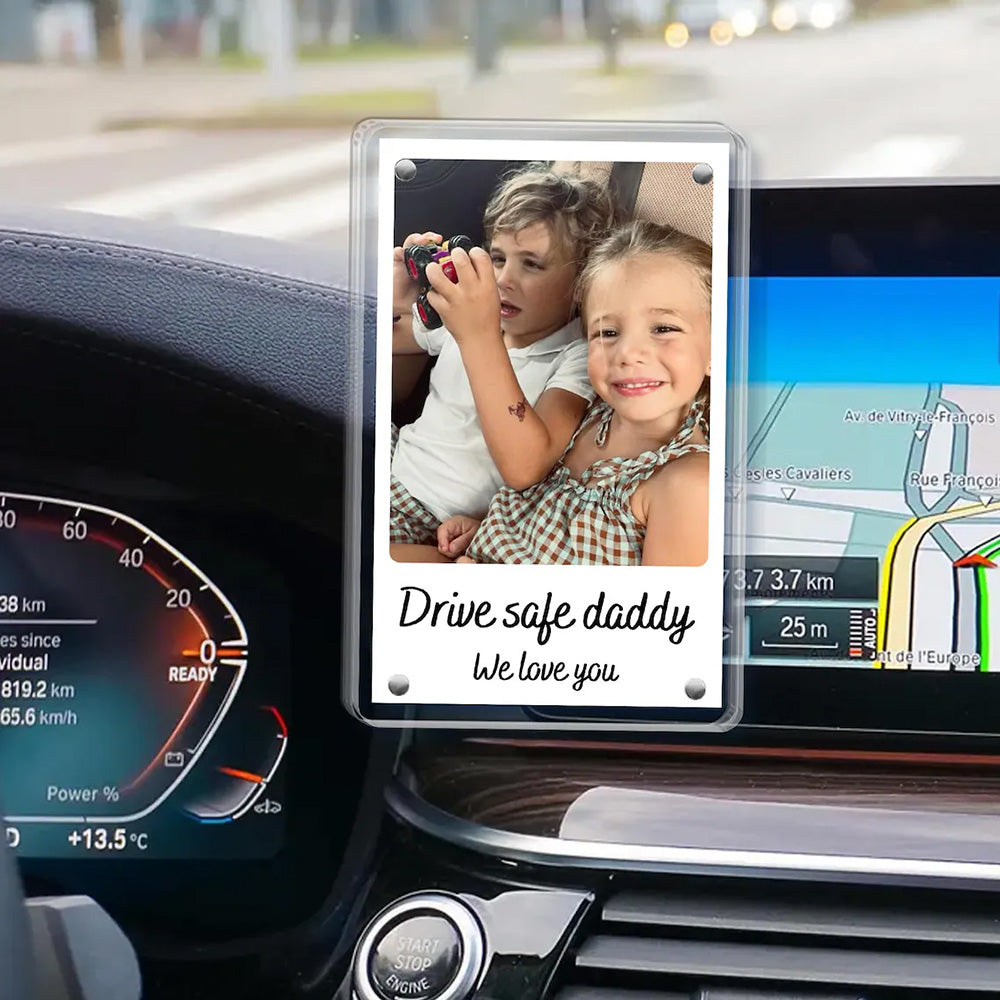 Personalized Father's Day Gift For Dad, Custom Dad And Son Photo Car Visor Clip, Dad And Daughter Gifts, Drive Safe Daddy Photo Visor Clip Pt99