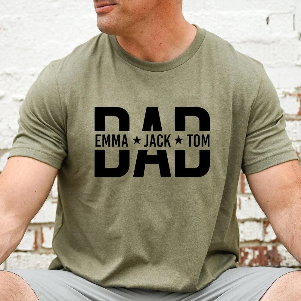Custom Dad Shirt With Kids Names, Dad T-Shirt, Personalized Dad Shirt, Father's Day Shirt, New Dad Shirt, Daddy Shirt, Birthday Gift Dad Tee Hv01
