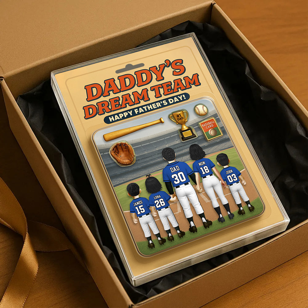 Daddy' Dream Team, Baseball Custom Figure Personalized Acrylic Block Plaque, Gift For Baseball Lover A2110 Hv01