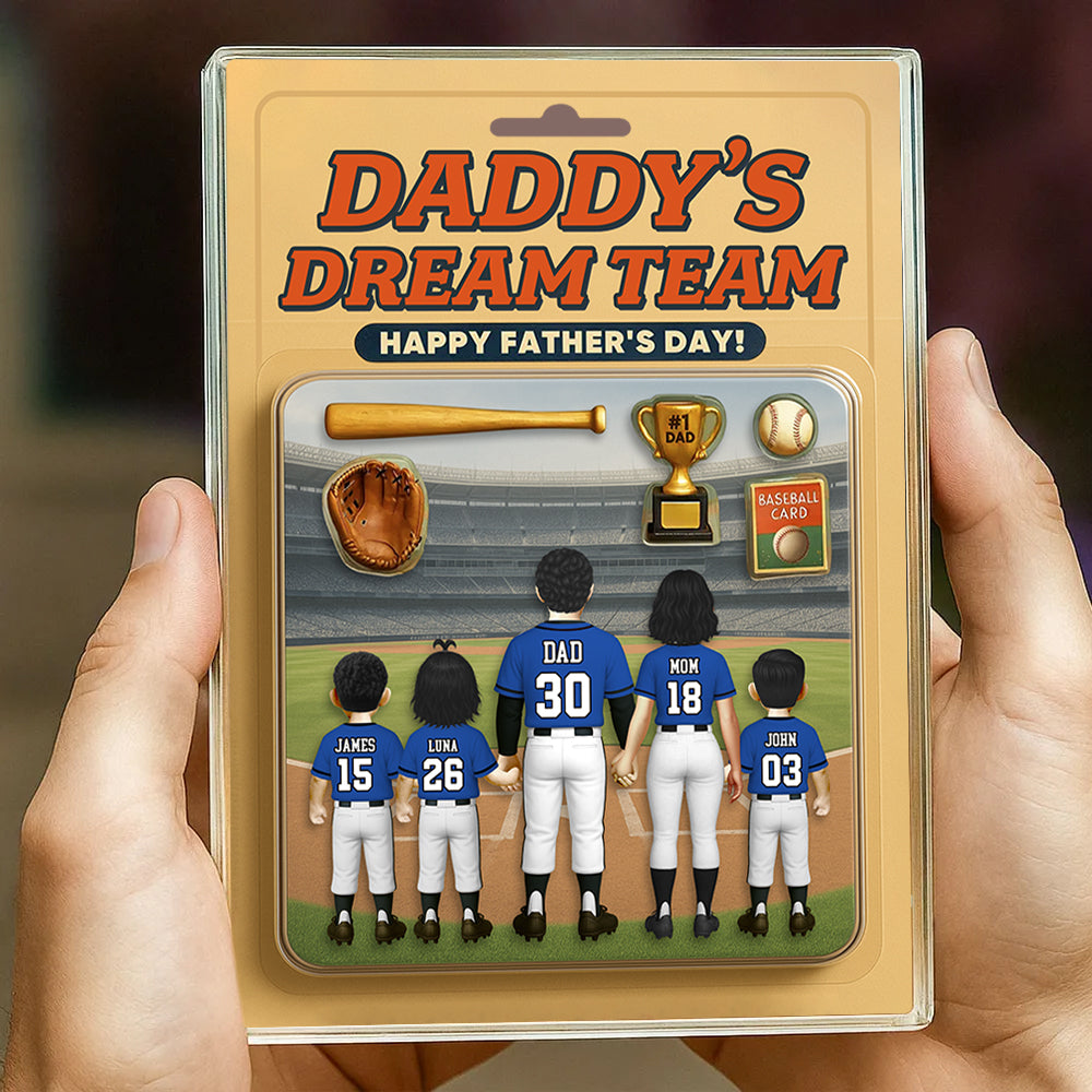 Daddy' Dream Team, Baseball Custom Figure Personalized Acrylic Block Plaque, Gift For Baseball Lover A2110 Hv01