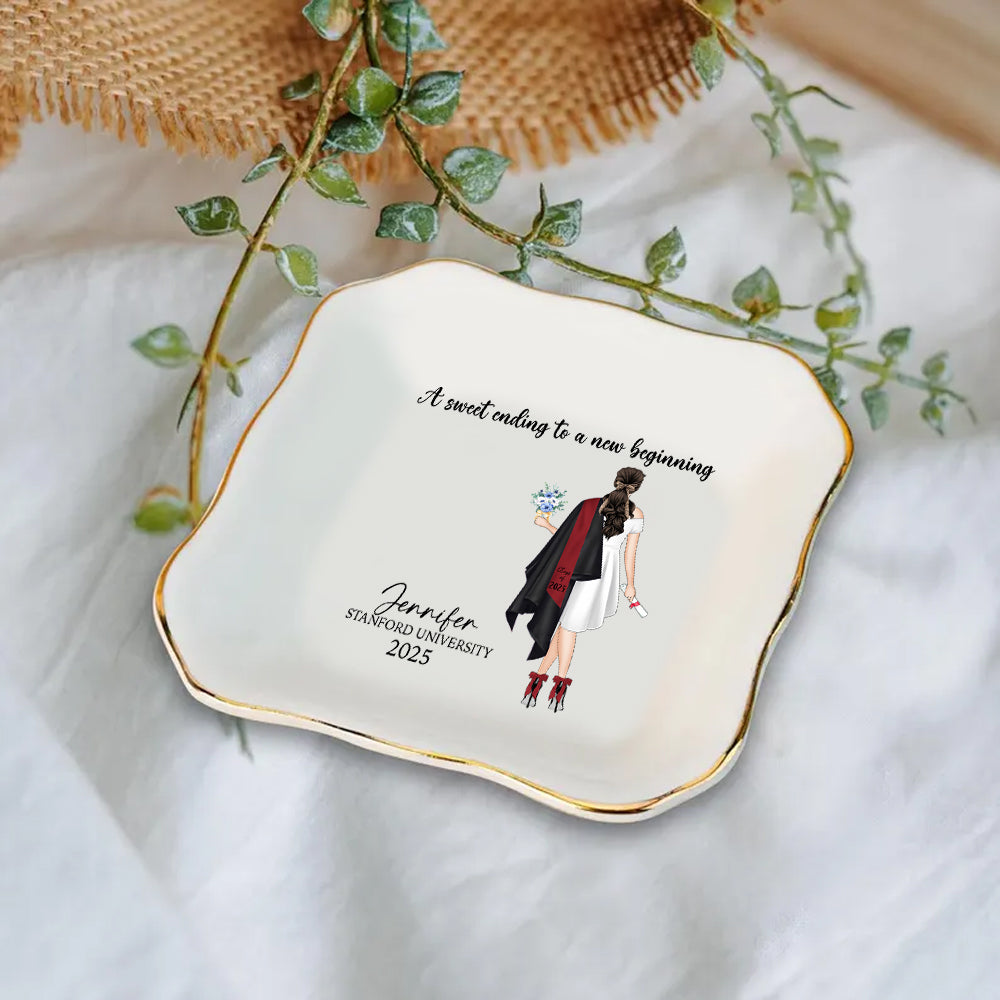 Personalized Graduation Gift For Her, Custom Jewelry Tray, Class Of 2025 Gift, College Grad Gift For Daughter, Jewelry Ring Holder For Girls Hv01
