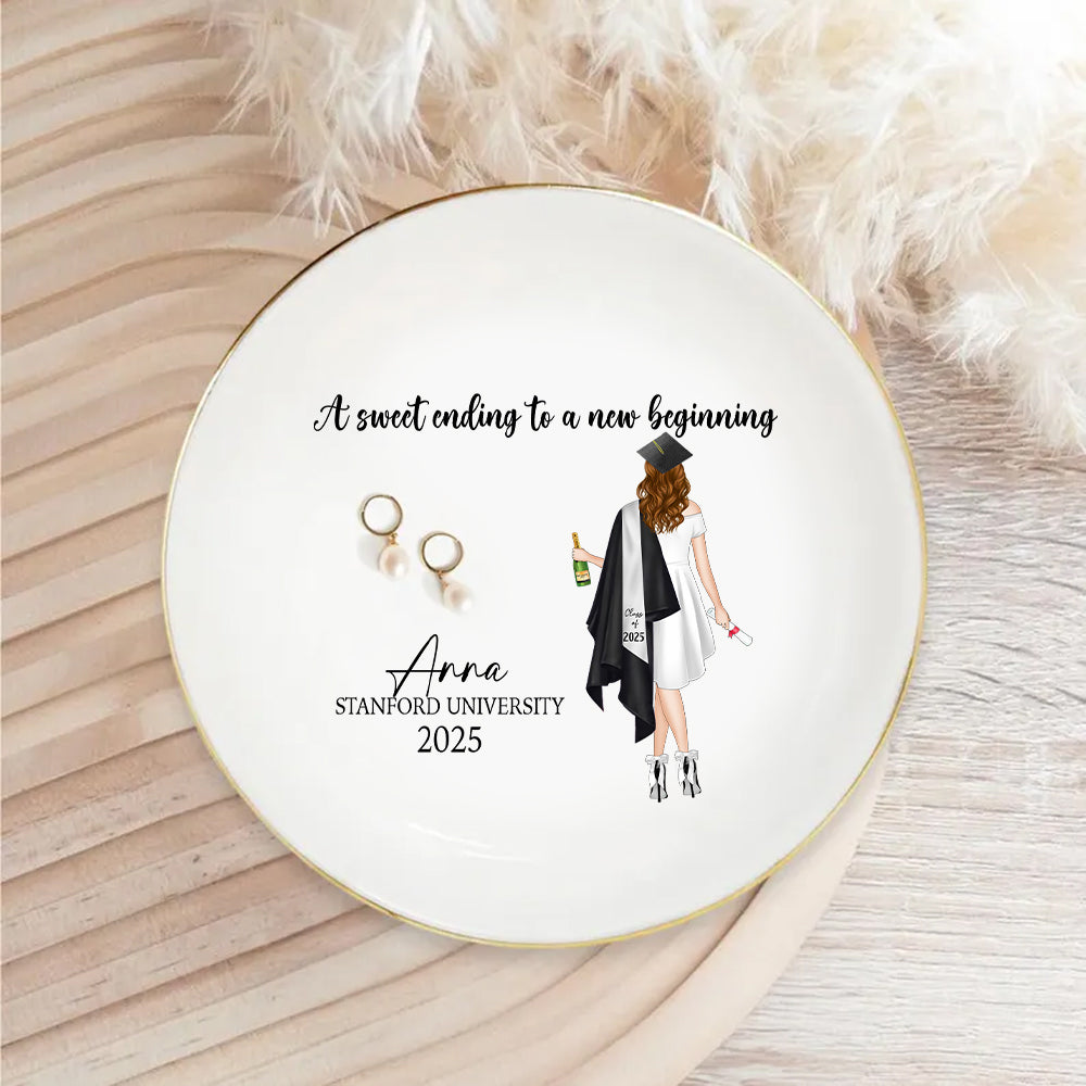 Personalized Graduation Gift For Her, Custom Jewelry Tray, Class Of 2025 Gift, College Grad Gift For Daughter, Jewelry Ring Holder For Girls Hv01