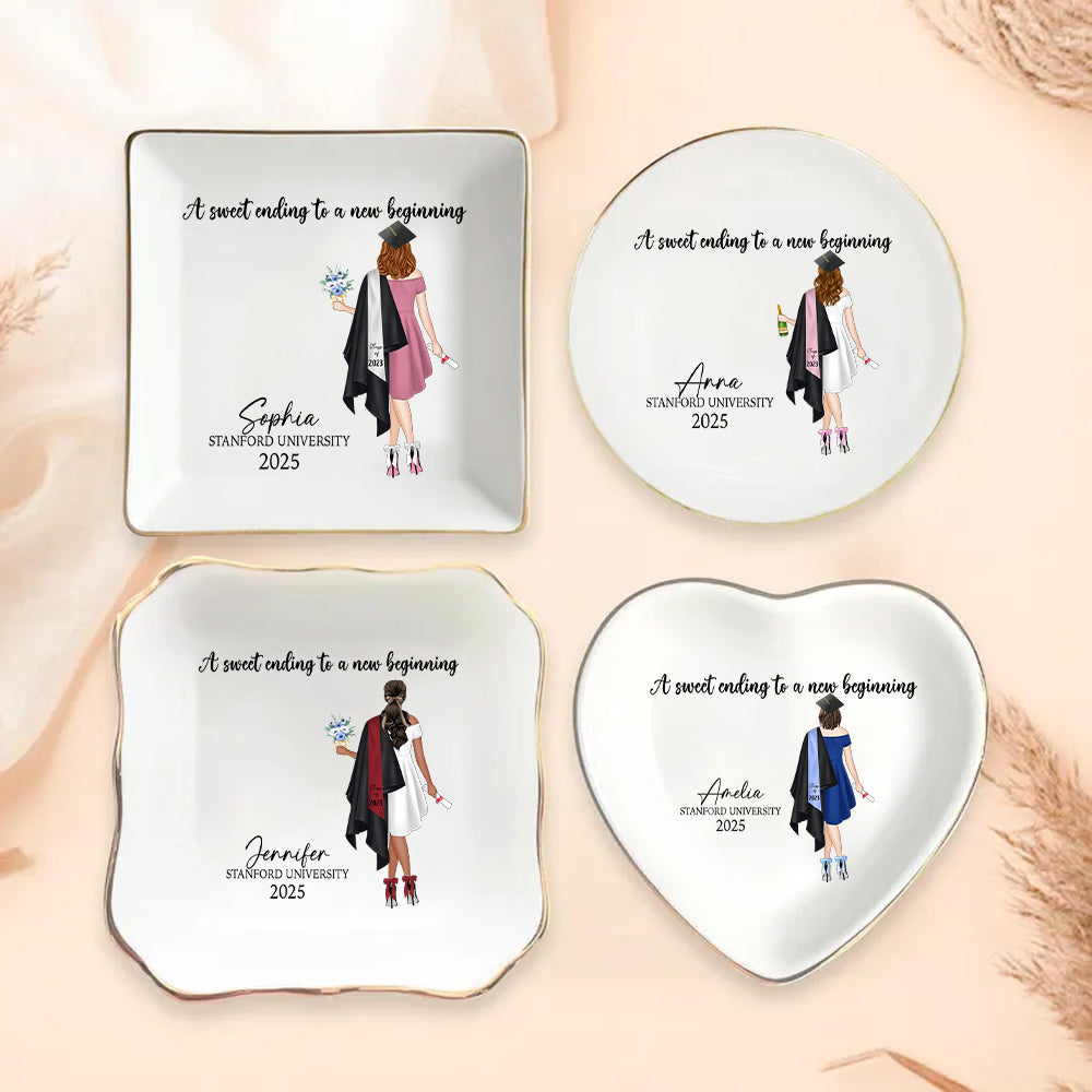 Personalized Graduation Gift For Her, Custom Jewelry Tray, Class Of 2025 Gift, College Grad Gift For Daughter, Jewelry Ring Holder For Girls Hv01