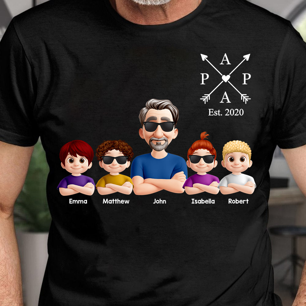 Grandpa And Grandkids Heart Arrow Est. Year Gift For Grandpa - Personalized Shirt Father's Day Gift 2025 Do98