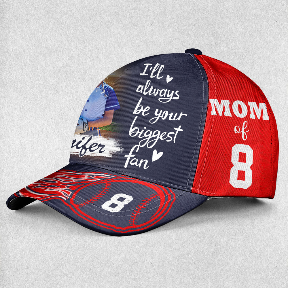 I Will Always Be Your Biggest Fan Custom Photo Cap GameDay Cap Gift For Softball Mom Dad Sport Family Tu20