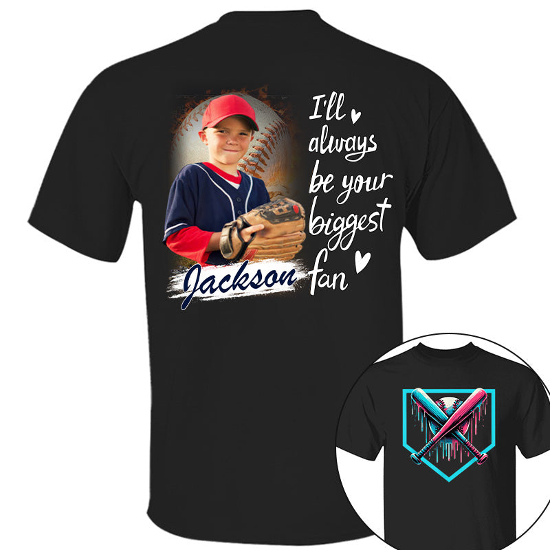I Will Always Be Your Biggest Fan - Personalized Baseball Ice Cream Drip Shirt Gift For Baseball Lovers Custom Photo Baseball Players Pt99