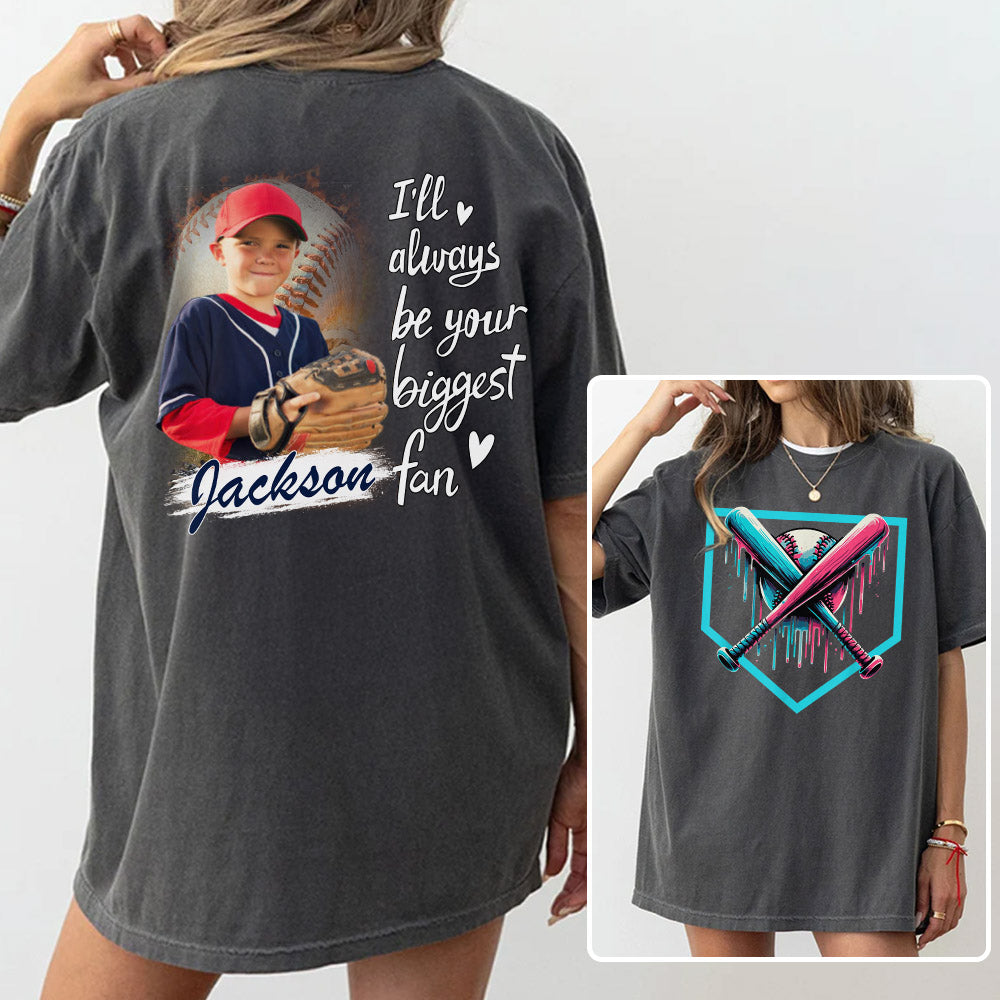 I Will Always Be Your Biggest Fan - Personalized Baseball Ice Cream Drip Shirt Gift For Baseball Lovers Custom Photo Baseball Players Pt99