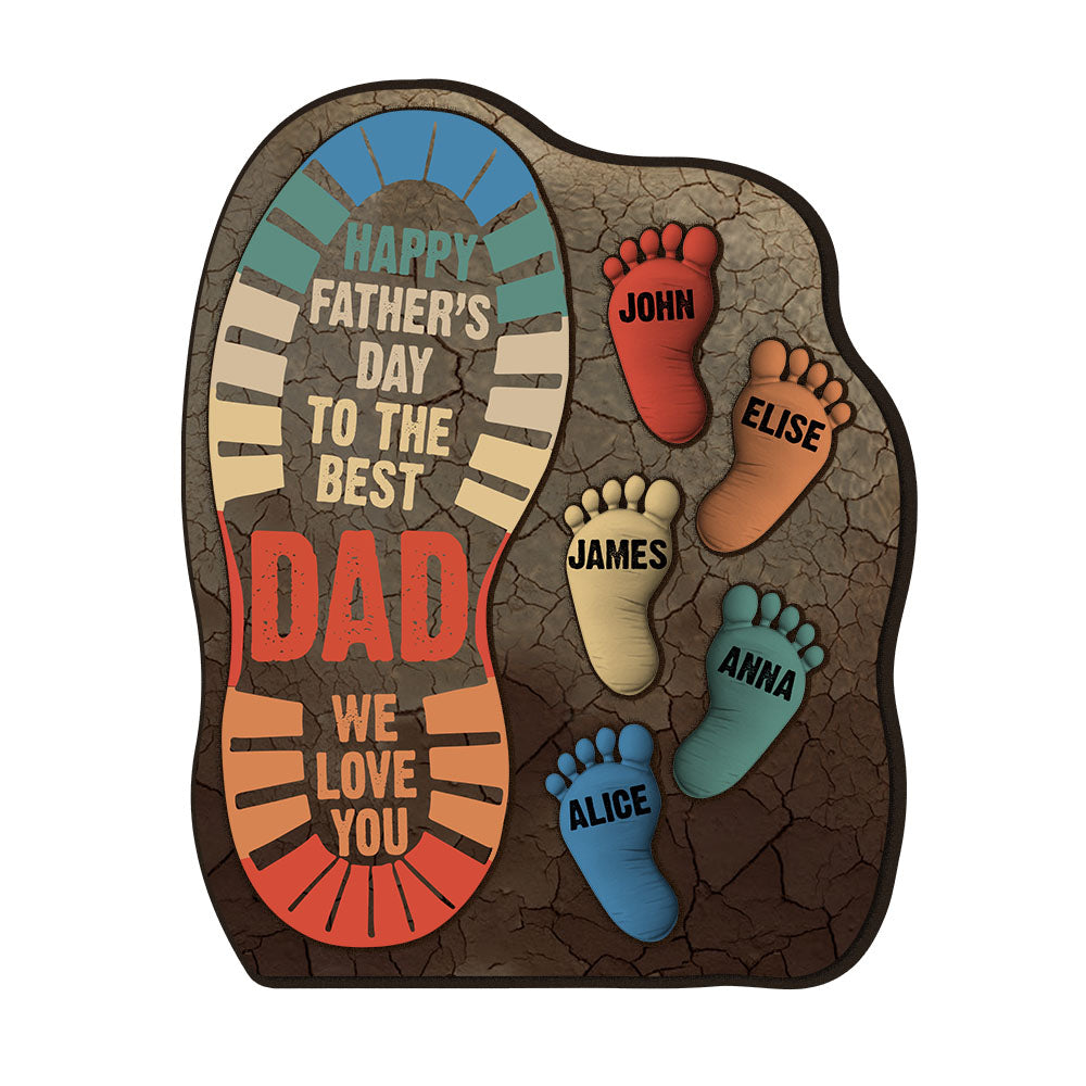 No Matter How Big We Get - Family Footprints, Family Personalized Custom Shaped 2-Layered Wooden Plaque With Flat Stand, Father's Day Gift, Gift For Dad, Grandpa A2110 Nh00