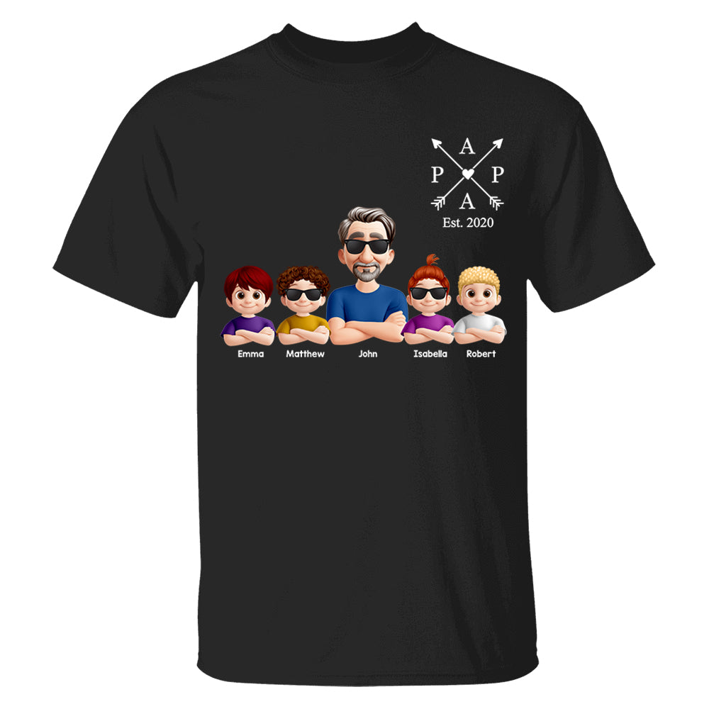Grandpa And Grandkids Heart Arrow Est. Year Gift For Grandpa - Personalized Shirt Father's Day Gift 2025 Do98