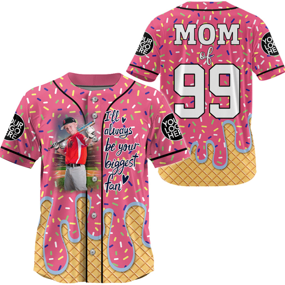 Biggest Fan Drip Baseball Jersey, Custom Photo Baseball Game Day Baseball Jersey A2110 Tu20