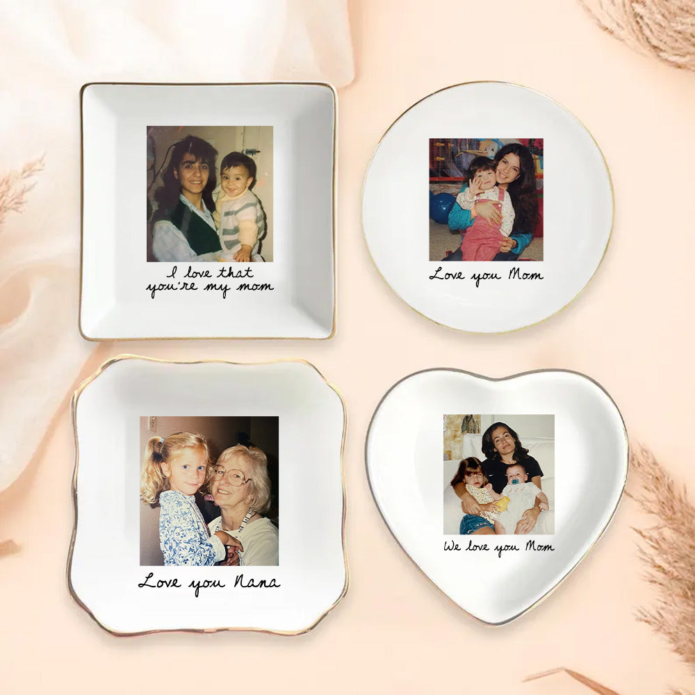 Mothers Day Gift For Mom, Custom Photo Trinket Tray, Custom Ring Dish with Picture, Personalized Ceramic Jewelry Tray Gift for Grandma, Mom Gift from Daughter, Birthday Gift Tu20
