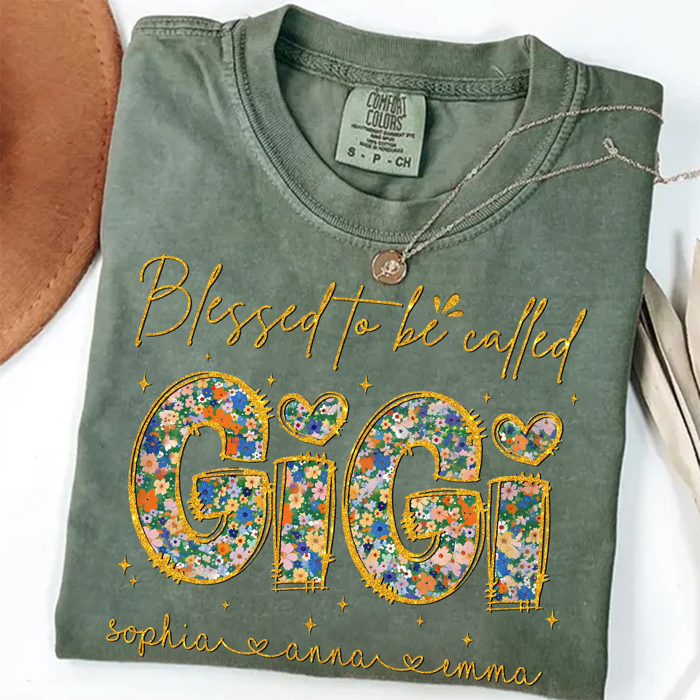 Blessed To Be Called Gigi - Custom Nickname & Kid Floral Shirt For Mother's Day NA04 Tm01