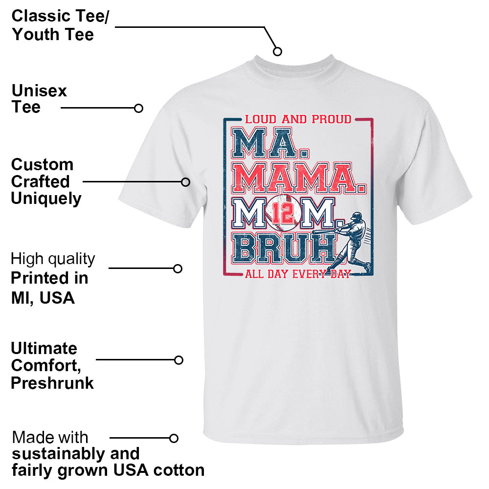 Personalized Baseball Mom Bruh Shirt, Mother's Day Gift, Baseball Season Shirt A2110 Li29