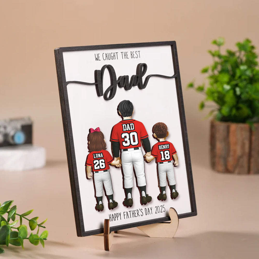 We Caught the Best Dad, Custom 2 Layered Wooden Art Piece, Father's Day Gift for Dad, Grandpa A2110 Hv01