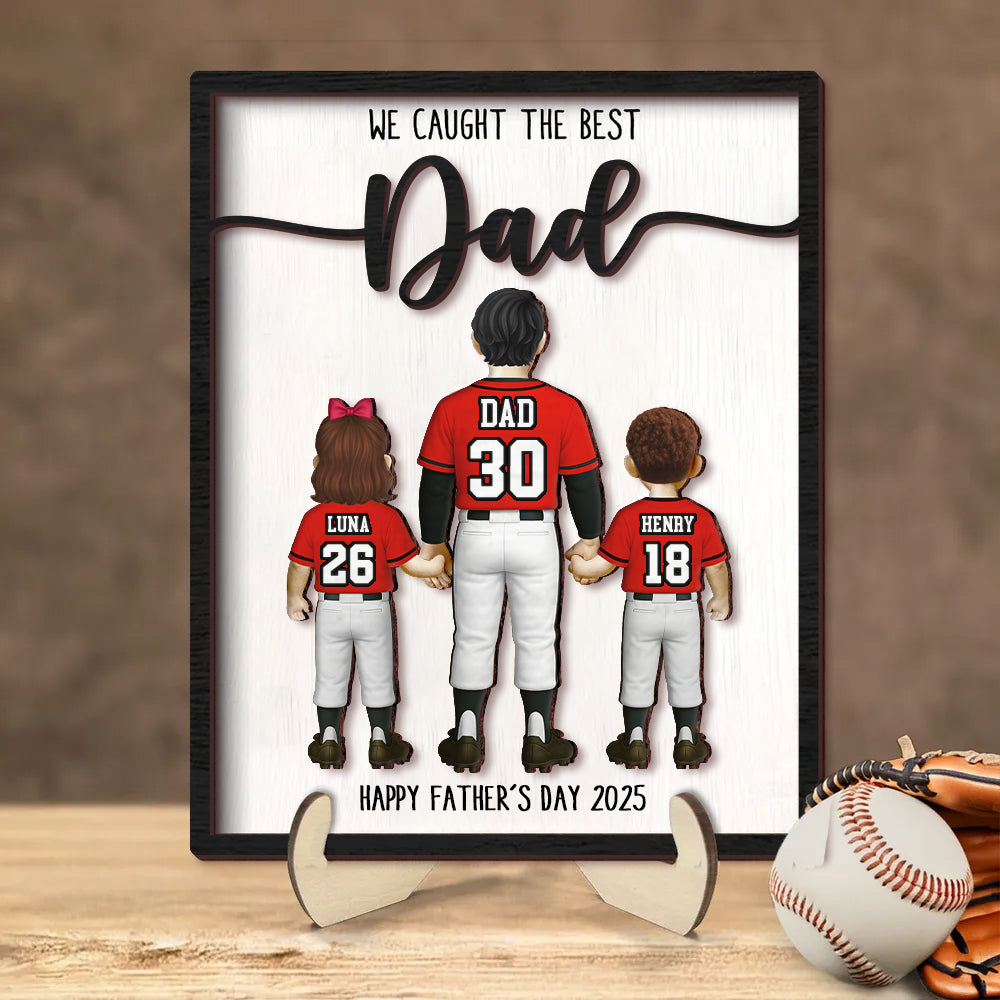 We Caught the Best Dad, Custom 2 Layered Wooden Art Piece, Father's Day Gift for Dad, Grandpa A2110 Hv01