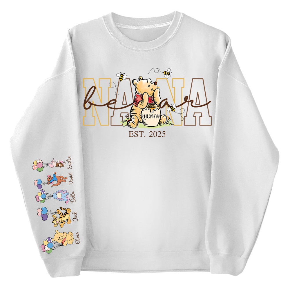 Custom Mama Bear Shirt, Mama Est with Kid Name on Sleeve - Personalized Grandma Bear Shirt Mothers Day Gift Do99