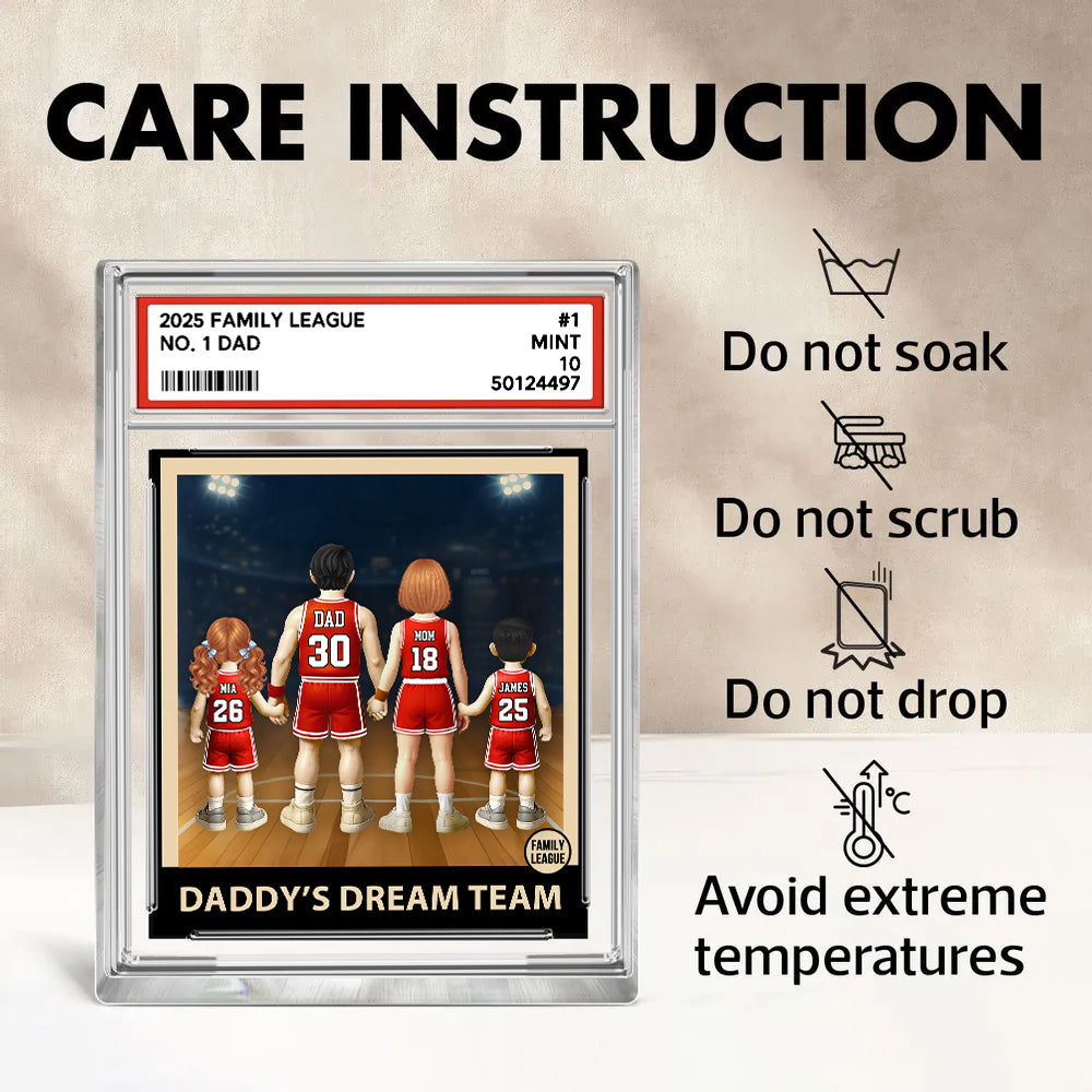 Daddy' Dream Team, Basketball No. 1 Dad Grandpa Man & Kids, Fathers Day Trading Card Style, Personalized Daddy Dream Team Acrylic Block Plaque A2110 Hv01