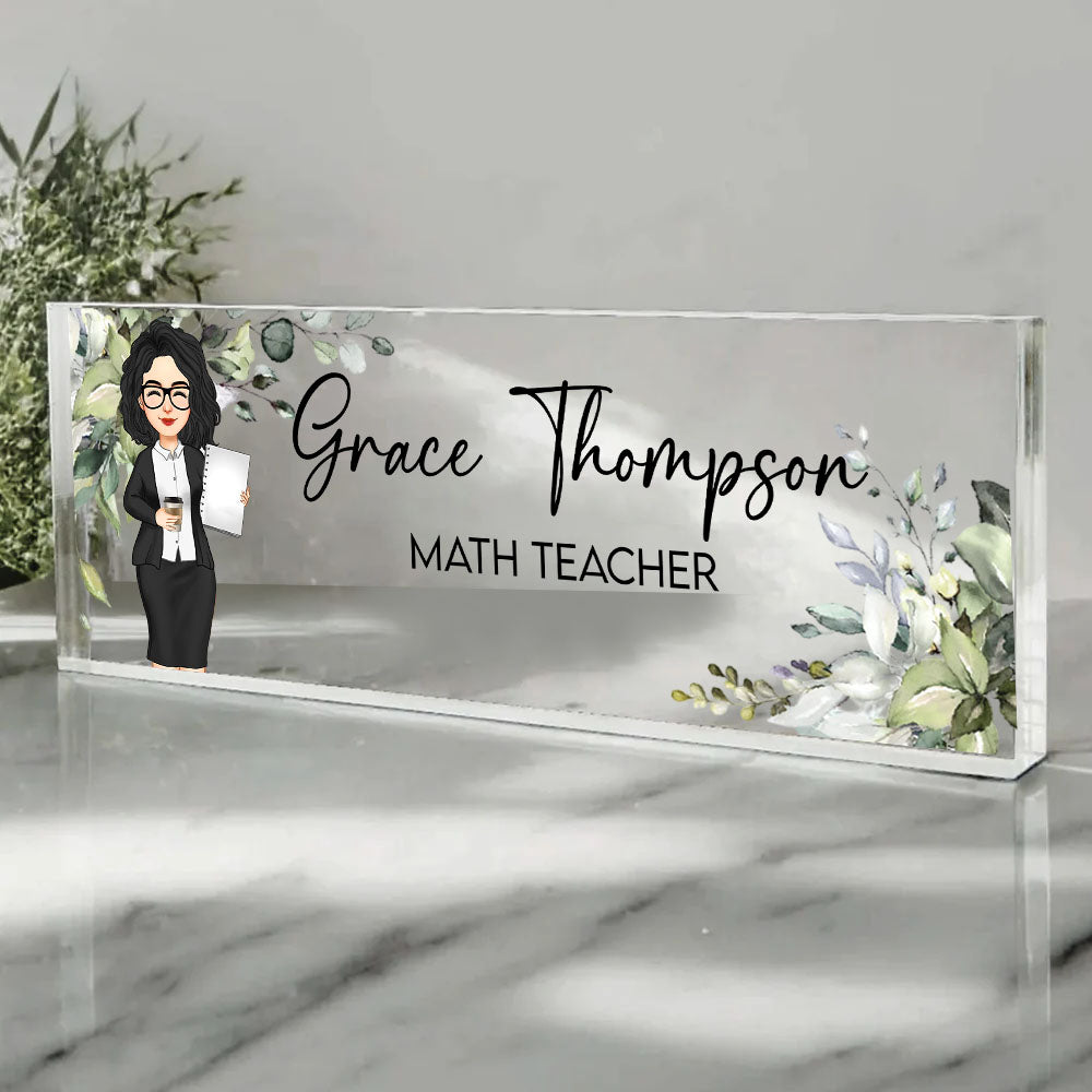 Teacher Name Plate, Personalized Name Sign Acrylic Plaque, Office Decor, Custom Desk Name Plaque, Back To School Gift For Teacher, Office Decor Nh00