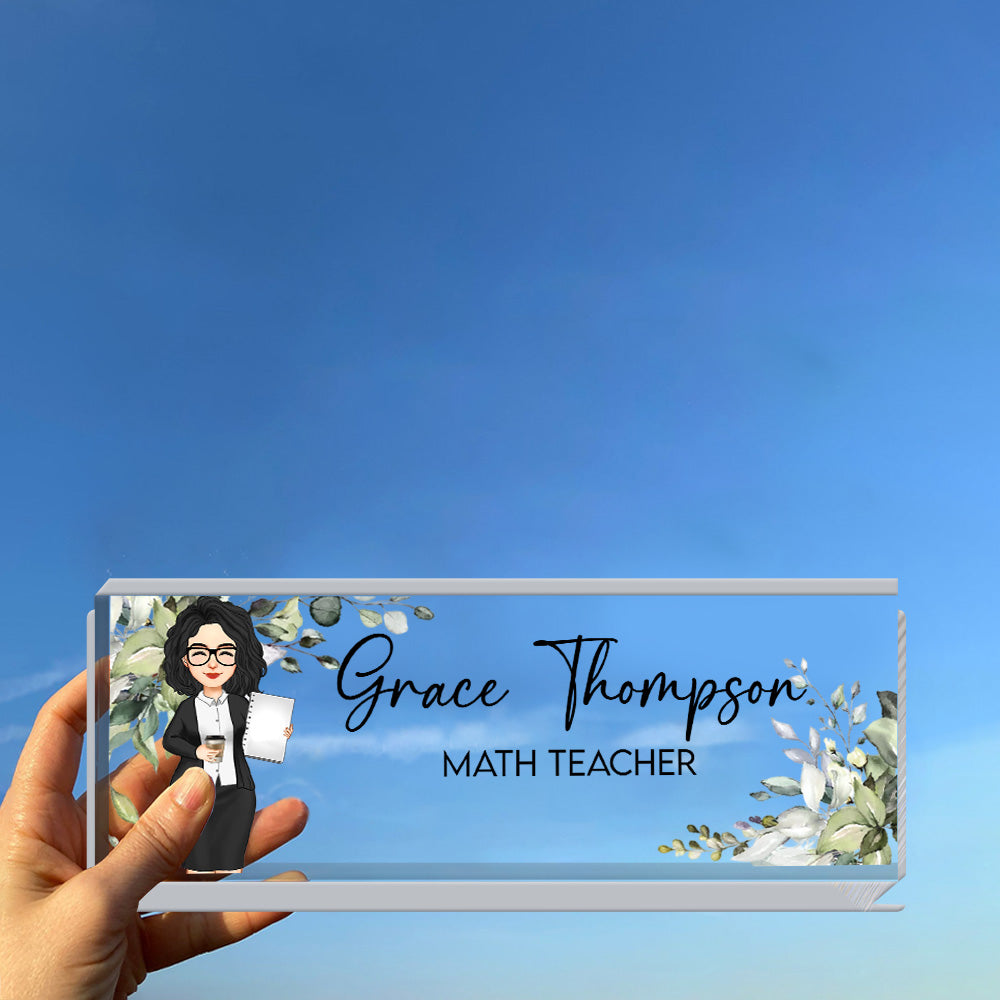 Teacher Name Plate, Personalized Name Sign Acrylic Plaque, Office Decor, Custom Desk Name Plaque, Back To School Gift For Teacher, Office Decor Nh00