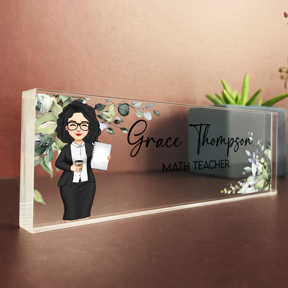 Teacher Name Plate, Personalized Name Sign Acrylic Plaque, Office Decor, Custom Desk Name Plaque, Back To School Gift For Teacher, Office Decor Nh00