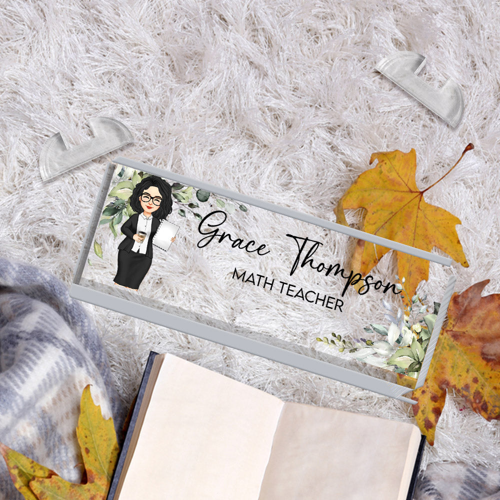 Teacher Name Plate, Personalized Name Sign Acrylic Plaque, Office Decor, Custom Desk Name Plaque, Back To School Gift For Teacher, Office Decor Nh00