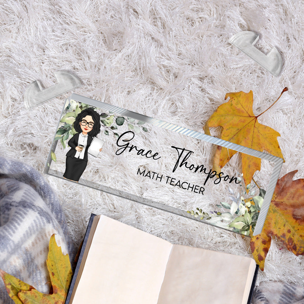 Teacher Name Plate, Personalized Name Sign Acrylic Plaque, Office Decor, Custom Desk Name Plaque, Back To School Gift For Teacher, Office Decor Nh00