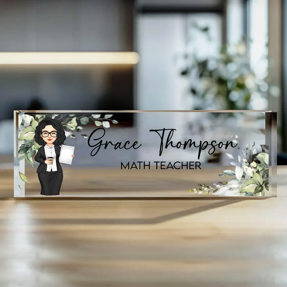 Teacher Name Plate, Personalized Name Sign Acrylic Plaque, Office Decor, Custom Desk Name Plaque, Back To School Gift For Teacher, Office Decor Nh00