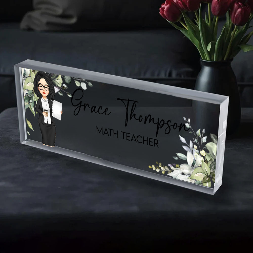 Teacher Name Plate, Personalized Name Sign Acrylic Plaque, Office Decor, Custom Desk Name Plaque, Back To School Gift For Teacher, Office Decor Nh00