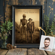 Custom Face Man & Alien Poster – Aliens Saw Me But Nobody Believed Vintage 19th Century Wall Art Print