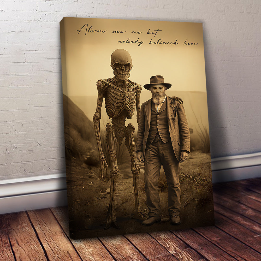 Custom Face Man & Alien Poster – Aliens Saw Me But Nobody Believed Vintage 19th Century Wall Art Print