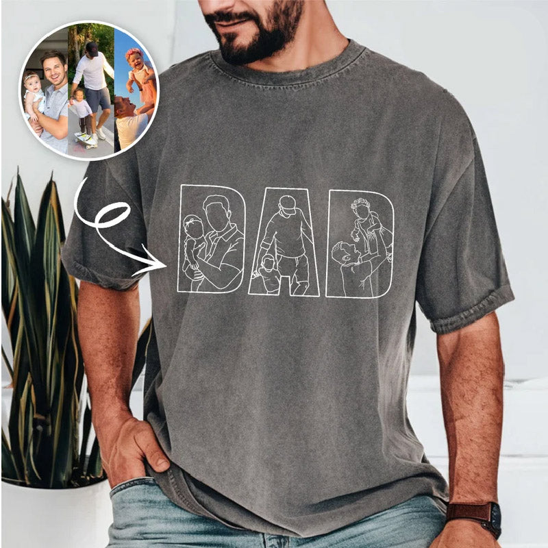 Custom Dad Shirt Portrait From Photo, Personalized Dad Photo Outline Shirt, Custom Photo Shirt For Dad, Father's Day Shirts, Papa Shirt