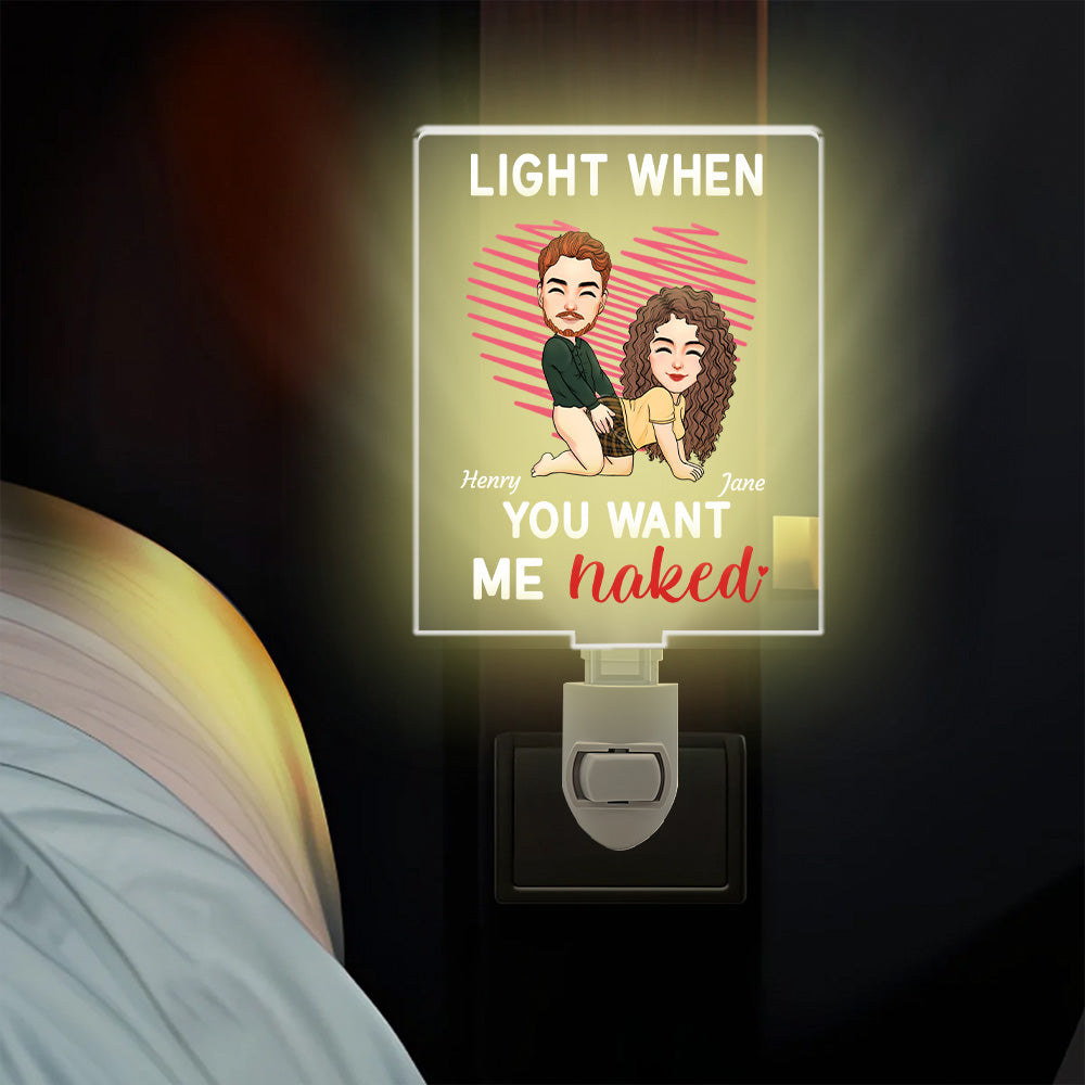 Light When You Want Me Naked Couple Acrylic Night Light - Personalized Gift For Couple Tu20