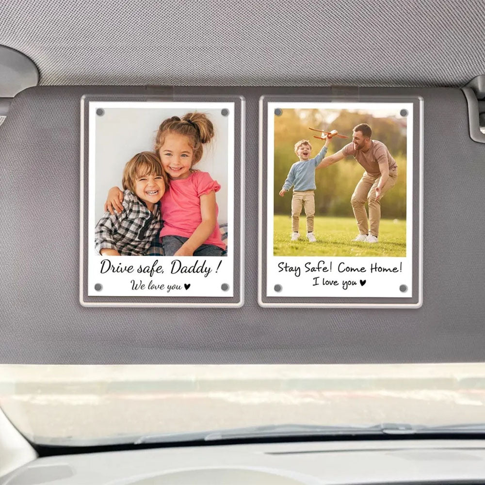 FREE PHOTO Custom Dad Car Visor Clip, Drive Safe Daddy, Fathers Day Gifts for Dad, Dad Gifts from Kids, Husband Gift, Sun Visor Clip Pt99