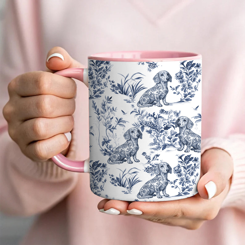 Custom Dog Breeds Toile de Jouy Mug - Blue Toile Coffee Cup for Dog Mom, Custom Dog Breeds Toile de Jouy Mug Lover Gifts, Dog Tea Drinkware Hv01