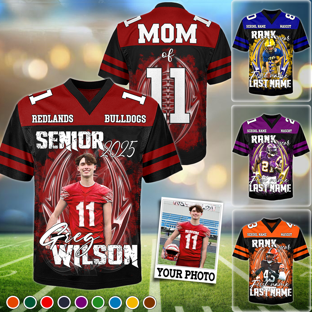 Custom Photo Football Jersey Shirt For Football Family Game Day Shirt