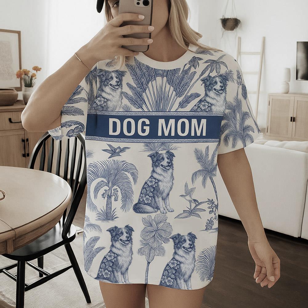 Custom Dog Mom Toile De Jouy Style, Personalized All Over Print Shirt Nh00